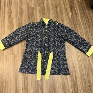 Matilda Jane Brighten The Day Jacket Rain Coat Small Blue Green Floral Dot S NEW